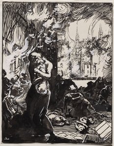 De brand van Leuven door Auguste Louis Lepère