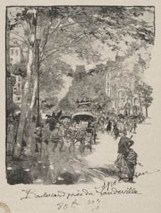 Le Boulevard bij het Vaudeville door Auguste Louis Lepère