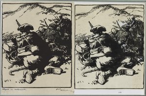 Alpenjagers in hinderlaag door Auguste Louis Lepère