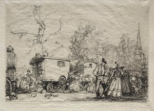 Op de Kermis St. Jean de Mont door Auguste Louis Lepère