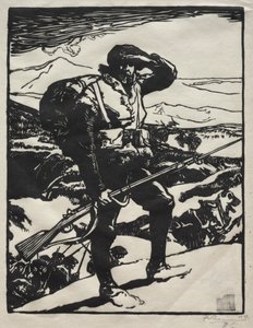 Chasseur Alpin kijkt naar de Rijnvlakte