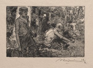 Lelietjes-van-dalen plukken door Auguste Louis Lepère