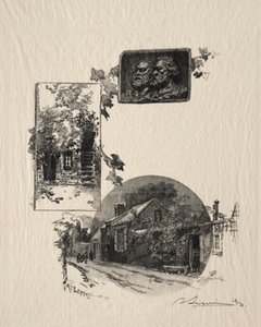 Ingang van het atelier Rousseau en het Huis van Millet door Auguste Louis Lepère