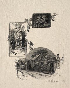 Entree van het atelier Rousseau en het huis van Millet, 1887 door Auguste Louis Lepère