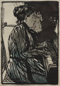 Etude a Quatre Mains, 1890 door Auguste Louis Lepère