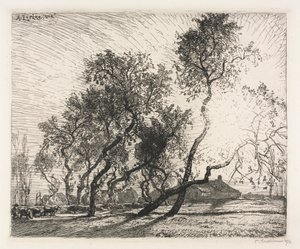 Boerderij met Populieren van Holland door Auguste Louis Lepère
