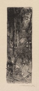 Fontainebleau Bos: Kappen van dennen La Forêt de Fontainebleau: Abatage des pins, 1890