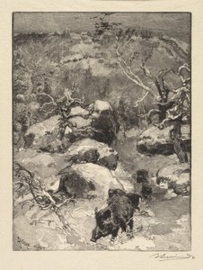 Fontainebleau Bos: Cuvier-Châtillon Klif door Auguste Louis Lepère