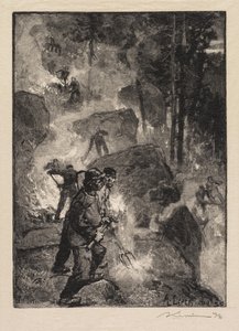 Fontainebleau Bos: Varensbranders door Auguste Louis Lepère