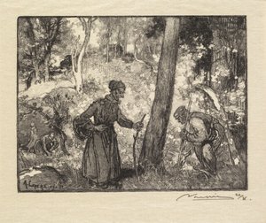 Bos van Fontainebleau: Paddenstoelenjagers bij de Rocher Bernard, 1890