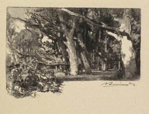 Fontainebleau Bos: Middag onder de bomen La Forêt de Fontainebleau: Midi sous bois, 1890 door Auguste Louis Lepère