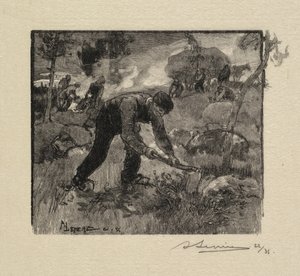 Fontainebleau Bos: Het trekken van de heide door Auguste Louis Lepère