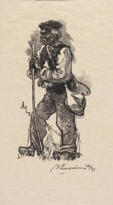 Fontainebleau-bos: Slangenjager La Forêt de Fontainebleau: Le chasseur de serpents, 1890 door Auguste Louis Lepère