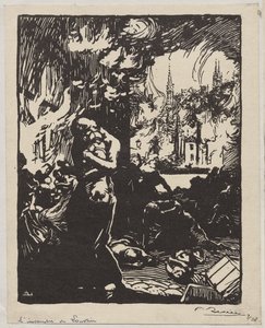 De brand van Leuven door Auguste Louis Lepère