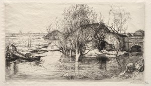 De overstroomde hut door Auguste Louis Lepère