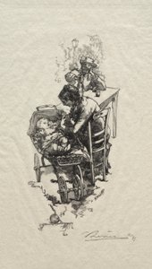 De vrouw bij de wieg door Auguste Louis Lepère