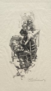 De vrouw bij de wieg door Auguste Louis Lepère
