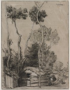 Landschap met plattelandshuisjes door Auguste Louis Lepère