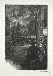Le Boulevard Montmartre, le Soir door Auguste Louis Lepère