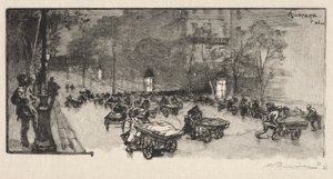 De Boulevard, op de hoek van Fauborg Montmartre door Auguste Louis Lepère