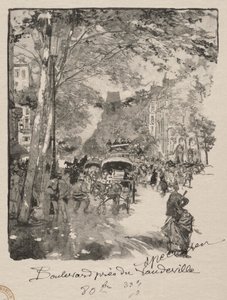 Le Boulevard bij het Vaudeville door Auguste Louis Lepère