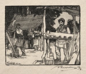 Le Fabricant de lattes door Auguste Louis Lepère