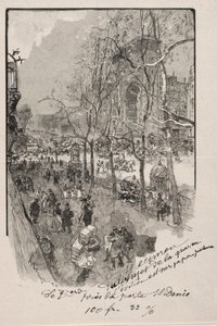 Les Boulevards, nabij de Porte St. Denis door Auguste Louis Lepère