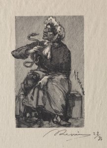Slangenverkoopster, 1889 door Auguste Louis Lepère