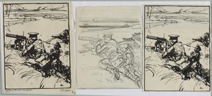 Engelse mitrailleurs door Auguste Louis Lepère