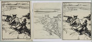 Engelse mitrailleurs, 1914 door Auguste Louis Lepère