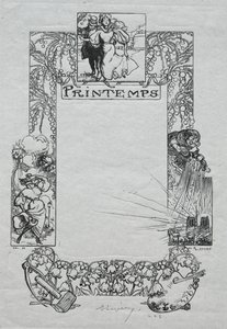 Parijs Almanak, 1897: Decoratieve Rand, Lente door Auguste Louis Lepère