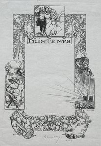 Parijs Almanak, 1897: Decoratieve Rand, Lente, 1897 door Auguste Louis Lepère