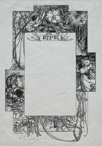 Parijs Almanak, 1897: Decoratieve Rand, Zomer door Auguste Louis Lepère