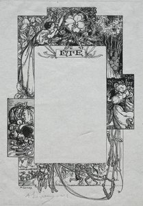 Parijs Almanak, 1897: Decoratieve Rand, Zomer, 1897 door Auguste Louis Lepère