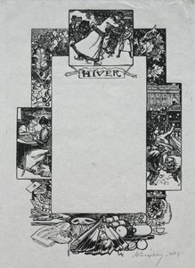 Parijs Almanak, 1897: Decoratieve rand, winter, 1897