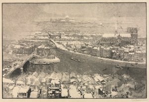 Parijs onder sneeuw door Auguste Louis Lepère
