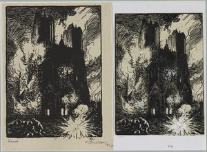 Reims, 1914 door Auguste Louis Lepère