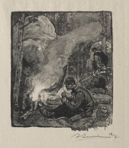 Repas des Bûcherons, 1887 door Auguste Louis Lepère