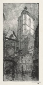 Rouen Illustré: La Gros Horloge, 1888 door Auguste Louis Lepère