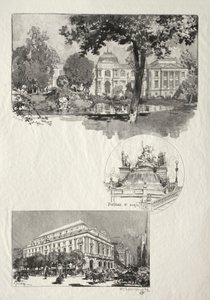 Rouen Illustré: La Musée; Fontaine St. Marie; Le Théâtre des Arts door Auguste Louis Lepère