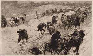 Sneeuwballengevecht: Quai aux Fleurs door Auguste Louis Lepère