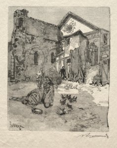 St. Julien le Pauvre: Het Portaal door Auguste Louis Lepère