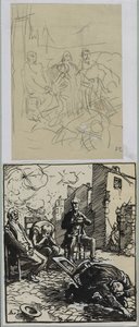 Drie zittende gijzelaars, 1914