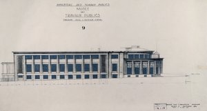 Project voor het Musee des Travaux Publiques, gevel, Avenue d