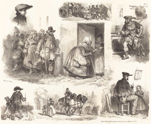 Acht vignetten van genre-incidenten door Auguste Raffet