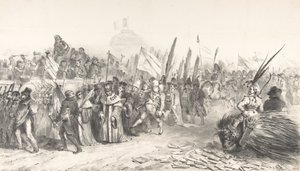 De grote parade van de Juste-Milieu die La Caricature passeert, oktober 30, 1832