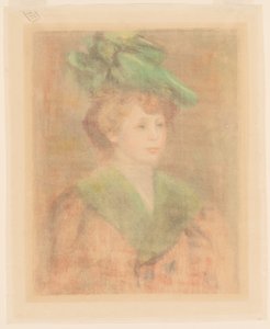 Dame met groene hoed (Mlle. Dieterle?) door Auguste Renoir