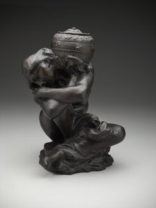 Gevallen karyatide die een urn draagt door Auguste Rodin