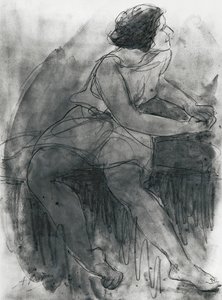 Isadora Duncan (1878-1927) (potlood en was op papier) door Auguste Rodin