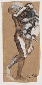 Vrouw die een jongen draagt door Auguste Rodin